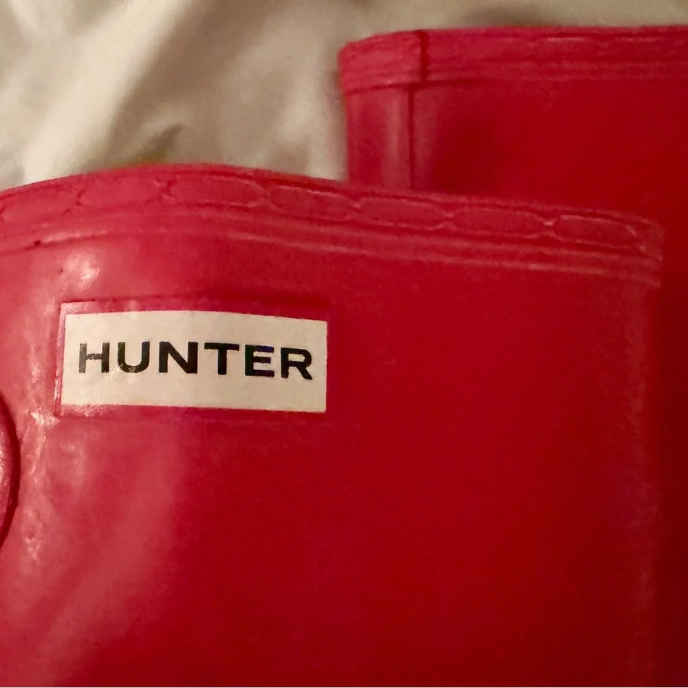 Hunter Glossy Red Tall Rain Boots with Buckle Detail - Picture 3 of 6